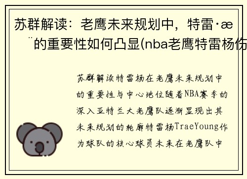 苏群解读：老鹰未来规划中，特雷·杨的重要性如何凸显(nba老鹰特雷杨伤情)