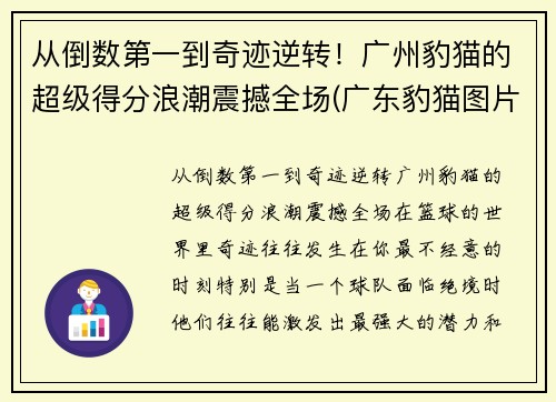 从倒数第一到奇迹逆转！广州豹猫的超级得分浪潮震撼全场(广东豹猫图片)