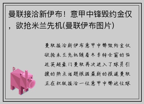 曼联接洽新伊布！意甲中锋毁约金仅，欲抢米兰先机(曼联伊布图片)